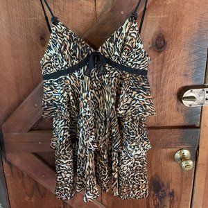 Tiger Print Tiered Flowy Betsey Johnson Tank/Cami